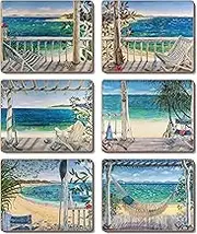 Cinnamon Beach Balconies Placemats 6-Pieces Set, 34 x 26.5 cm, Multicolor
