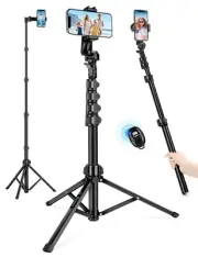 71" Adjustable Phone Tripod With Bluetooth Remote & Universal Holder For Video S