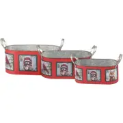 Primitives By Kathy Winter Animal Bin Set 8.25in Steel Alloy Decorative Bucket