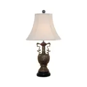 Oriental Bronze Brass Canton Dragon Vase Table Lamp 24.5"