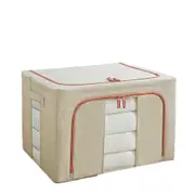 Foldable Storage Box Crushed Steel Frame Clothes Quilt Toys Organizer - Beige 100L