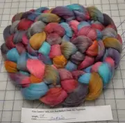 Hand Dyed Painted Med Wool Blend Combed Top Roving Spinning Felting Antonio
