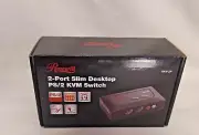 ROSEWILL KVM RKV-2P 2 Port Slim Desktop PS/2 KVM Switch w/Audio & Mic BLACK