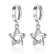 2PCS Copper Earrings Jewelry Woman Fashion Retro Hollow Stars Earrings