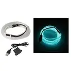 (Ice Blue Light) Car Neon LED Strip Light Car Neon Wire Light USB Powered