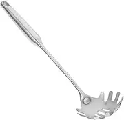 Generic Stainless Steel Noodle Spoon Fettuccine Pasta Fine Mesh Strainer Spaghetti Spoon Silicone Cooking Fork Metal Pasta Spoon French Fries Colander Pasta Fork 304 Stainless Steel Silver