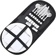 BESPORTBLE Portable Tableware Camping Utensils 4-Piece Dinnerware Set Black Cutlery Fork Spoon Knife Outdoor Kit
