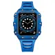 Apple Watch 4/5/6/7/SE 蘋果手錶保護殼 藍色系碳纖維 矽膠錶帶 44mm/45mm(碳纖維blue)