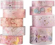 [YUBBAEX] Mystic Gold Washi Tape Set Wide Silver Foil Masking Tape Decorative for Arts, DIY Crafts, Journal Supplies, Planners, Scrapbook, Card/Gift Wrapping (Sweet Memory)