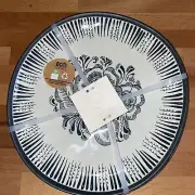 BUNGALOW Matte Black Floral Melamine Indoor Outdoor 11"Dinner Plate Set of 4 NEW