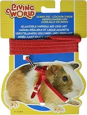 Living World Adjustable Harness and Lead Set for Guinea Pig, Red