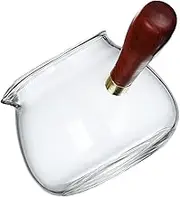 BESTOYARD Stylish Borosilicate Glass Tea Set Public Tea Cup Wooden Handle Glass Dispenser Accessory