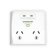 Monster Dual Socket Surge Protector with Dual USB-C Ports - White