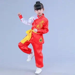 兒童武術表演服裝中國功夫短袖太極練功服男女童幼兒舞蹈演出服裝