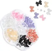 PACKOVE 7Grids Nail Art Charms Pearl Bow Decorations for DIY Manicure Nail Gems for Women Elegant Nail Art Accessories for Christmas Weddings and Special Occasions