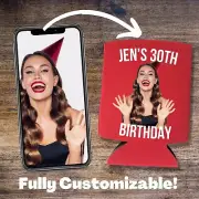 Custom Birthday Can Cooler, Funny Custom Photo Girlfriend Birthday Gift Coolies