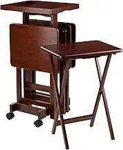 Set of 6 Brown Walnut Snack Table Set -36”