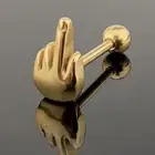 Surgical Steel Middle Finger Gesture Tongue Barbell Stud Piercing Rings Pu-@-