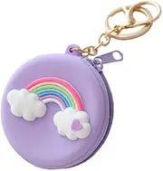 [AIMALL] Compact Silicone Coin Purse with Keychain, Durable Zippered Change Purse, Handy Key Ring Wallet, Versatile Bag Charm