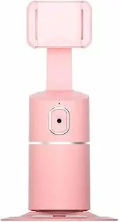 Auto Tracking Phone Holder, 360 Rotation Auto Face Tracking Tripod, Fast Face & Object Tracking Mount for Phone Video Vlog Live Streaming (Pink)