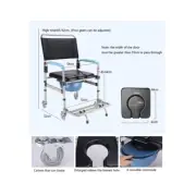 Mobile Transport Commode Toilet Wheel Chair Aluminium Alloy Toilet Seat