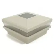 4" sq. Beige Neptune Solar Light Post Cap (6 Pack) for Vinyl Fence [1481BE]