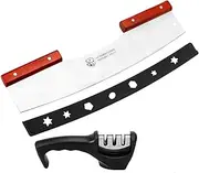 AILUROPODA Pizza Cutter Rocker with Knife Sharpener & Protective Cover 16" Large Pizza Rocker Cutter Sharp Pizza Slicer 30Cr13 Stainless Steel Pizza Knife Silver…