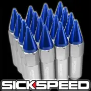 SICKSPEED 16 PC POLISHED/BLUE SPIKED ALUMINUM 60MM LUG NUTS WHEELS 12X1.5 L16