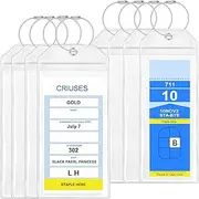 [TFQXA1Z] Cruise Luggage Tag Holder, 8 Pcs Containing Two Sizes of Luggage Tag, Airtight and Waterproof Cruise Luggage Tags with Stainless Steel Wire, Transparent and Durable (Silver)