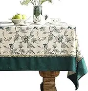 Designer Floral Linen Table Cloth Durable Breathable Table Cover Decoration Kitchen Dining Tablecloth for Rectangle Tables for Kitchen Dining Christmas,Holiday,Patio 63"x 102"