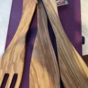 Arte Legno Olive Wood Spatula & Salad/Serving Set Kitchen Utensils, Italy, New