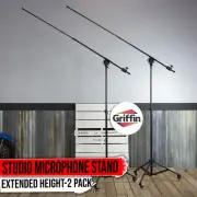 2-PACK Professional Microphone Boom Stand - Stage Holder Retractable Tripod Legs