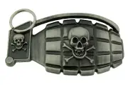 The GRENADE Belt Buckle SKULL CROSSBONES GREY Army Big Device METAL women MEN