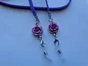 LEATHER SUEDE CORD BEADED EYEGLASSES HOLDER READERS CHAIN NECKLACE LOBSTER CLASP