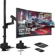 AVLT Single 40 Inch Monitor Arm Pole Top Mount with USB-C USB-A Ports-Black
