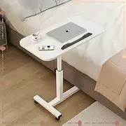 AGAILL Rolling Overbed Table, Adjustable Bedside Table Tray Table for Recliner, Bed, Sofa, Hospital Bed Table with Swivel Wheels for Eating, Reading, Working, Bedridden, Elderly (Color : White, Size