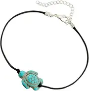 WRITWAA Turtle Anklet Trendy Bracelets for Women Bracelets for Turtle Bracelet Stack Bracelets for Women Braid Jewelry Braided Beach Anklet Ethnic Ankle Bracelet Anklets Black Alloy
