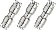 uxcell Air Line Fittings, 1/6" Straight Nickel-Plated Brass Push to Connect Quick Connect Fittings Pipeline Hose Connector Replace Repair Kit for Air Compressor Pneumatic System, 3 Pcs