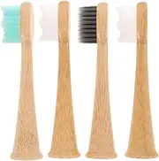 Healeved 4pcs Bamboo Toothbrush Heads Replacement for Electric Toothbrush Hx6 Hx8 Gentle Cleaning for Series