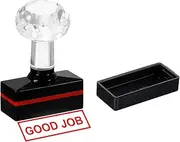 uxcell Good Job Stamp Self Inking, Red Ink Office Stamps Pre Inked Message Stamp Refillable Business Stamp, Black