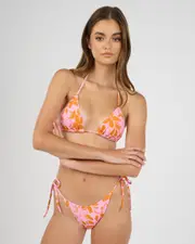 [Rhythm] Rhythm Women's Bora Bora Floral Sliding Triangle Bikini Top in Pink Size 8 8 Pink