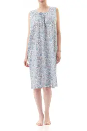 Ladies PJS Givoni Blue Cotton Sleeveless Nightie Short Length (Brynn 98B)