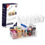 Plastic Pantry Organization and Storage Bins with Removable Dividers 2 Pack XL
