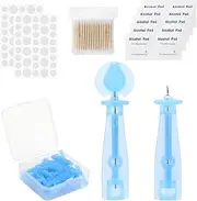 Pack of 50 Disposable Blackheads and 72 Point Acne Pimple Stickers Needle Remover Pimple Squeezing Tool Practical Pimple Popper Set, Free 10 Alcohol Swabs and 100 Double-Sided Cotton Buds