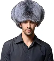 [keusyoi] Russian Leather Bomber Hat Men Winter Hats with Earmuffs Trapper Hat Earflap Cap Man Warm Thick Black Fur Hats