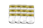 12PK Lemon & Lime 300ml Roma Glass Jars Preserve Jar Container w Gold Lids