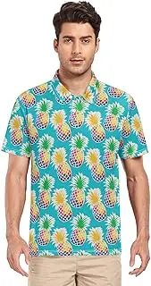 [ZZXXB] Pineapple Mermaid Scale Print Men's Polo Shirts Short Sleeve Quick Dry Athletic Outdoor Sports Golf Shirts S-XXL