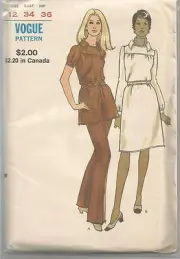 Vogue Sewing Pattern 7943, Vintage Dress or Top and Pants, Size 12, Uncut