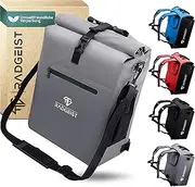 RADGEIST 3-in-1 Bicycle Bag for Pannier Rack, Bicycle Backpack, Pannier Rack Bag, Shoulder Bag, with Laptop Compartment, Waterproof, 25 L, Grey