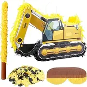 Sonarun Construction Dump Truck Pinata Excavator Pinata with Blindfold Bat Confetti for Kids Construction Truck Birthday Party Supplies (Construction truck style 1)